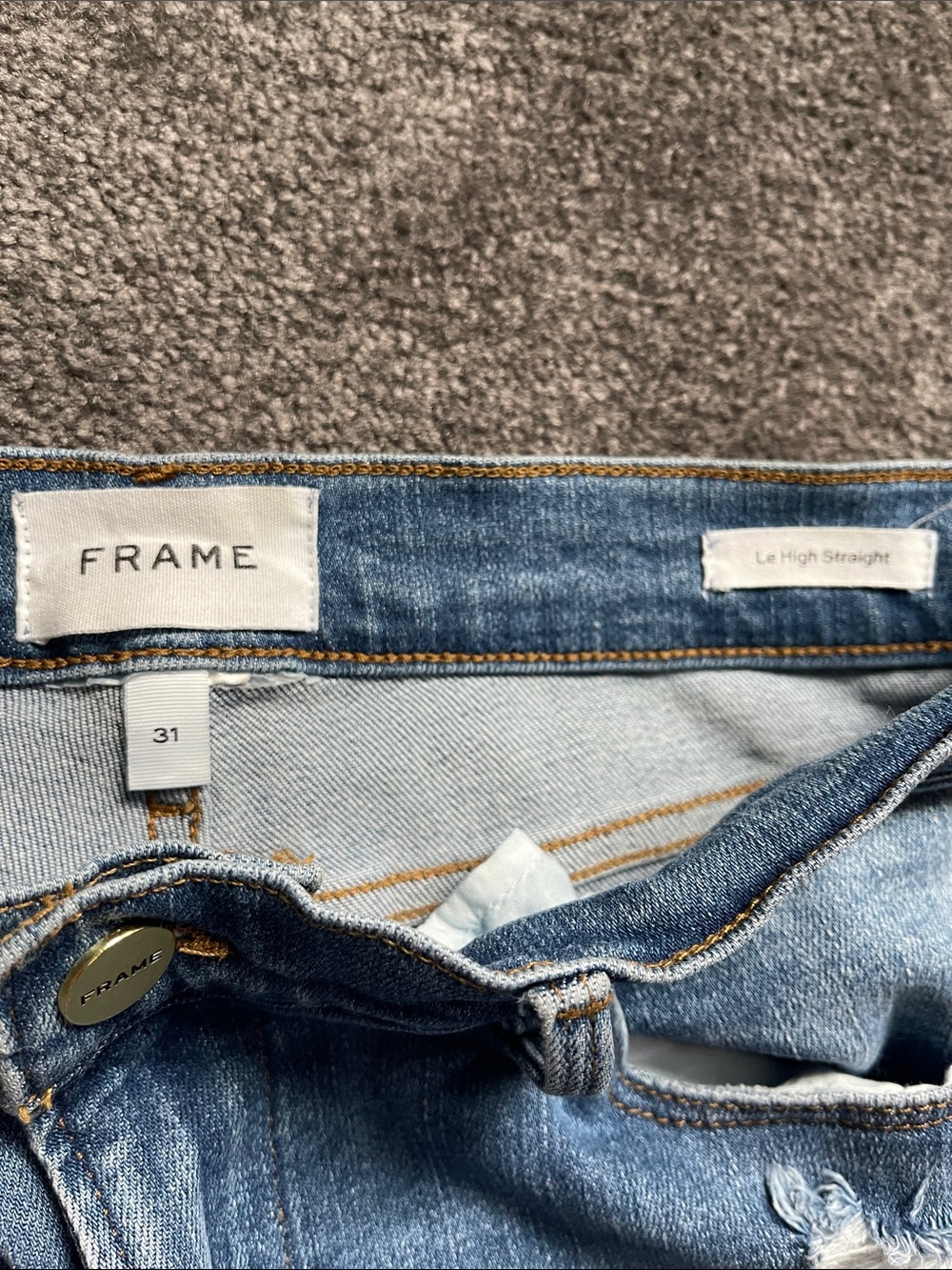 Frame Denim Le High Straight. Light Blue Distressed straight leg Jeans 31 - Picture 8 of 8